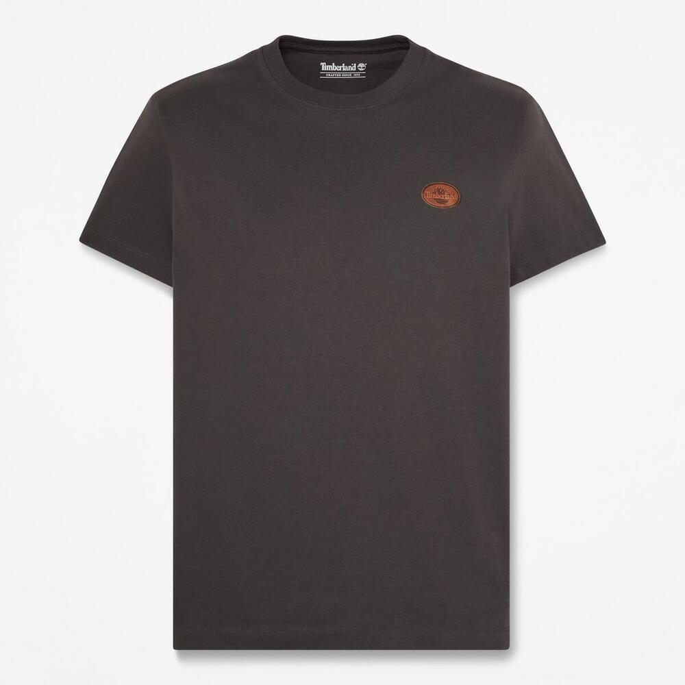 半袖レザー バッジ ヘビーウェイト  Tシャツ メンズ