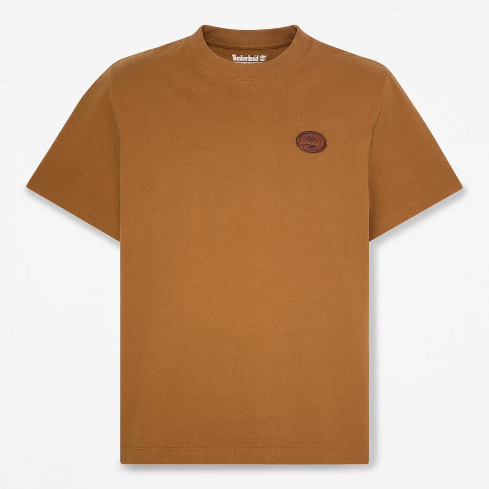 半袖レザー バッジ ヘビーウェイト  Tシャツ メンズ