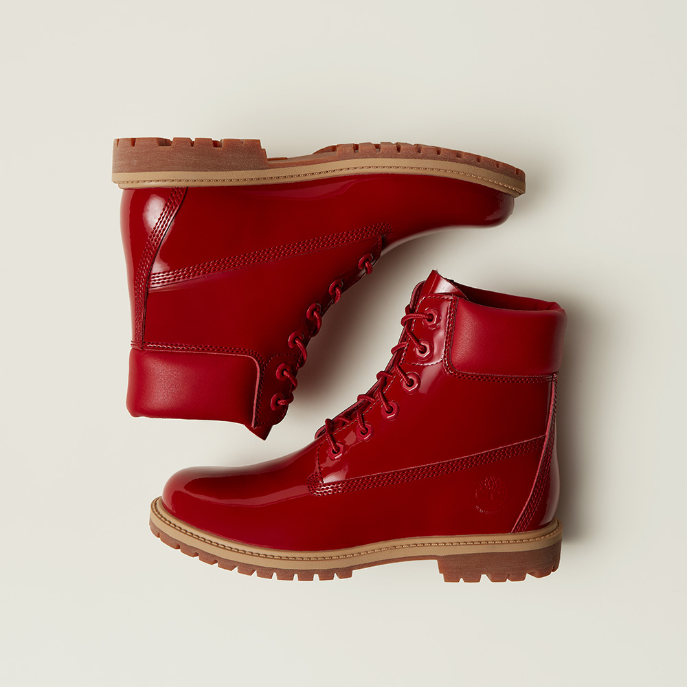 Timberland×コラボ　 赤 レザー ブーツ 星柄　6M レア パテント レザー プレミアム 6インチ ウォータープルーフ ブーツ