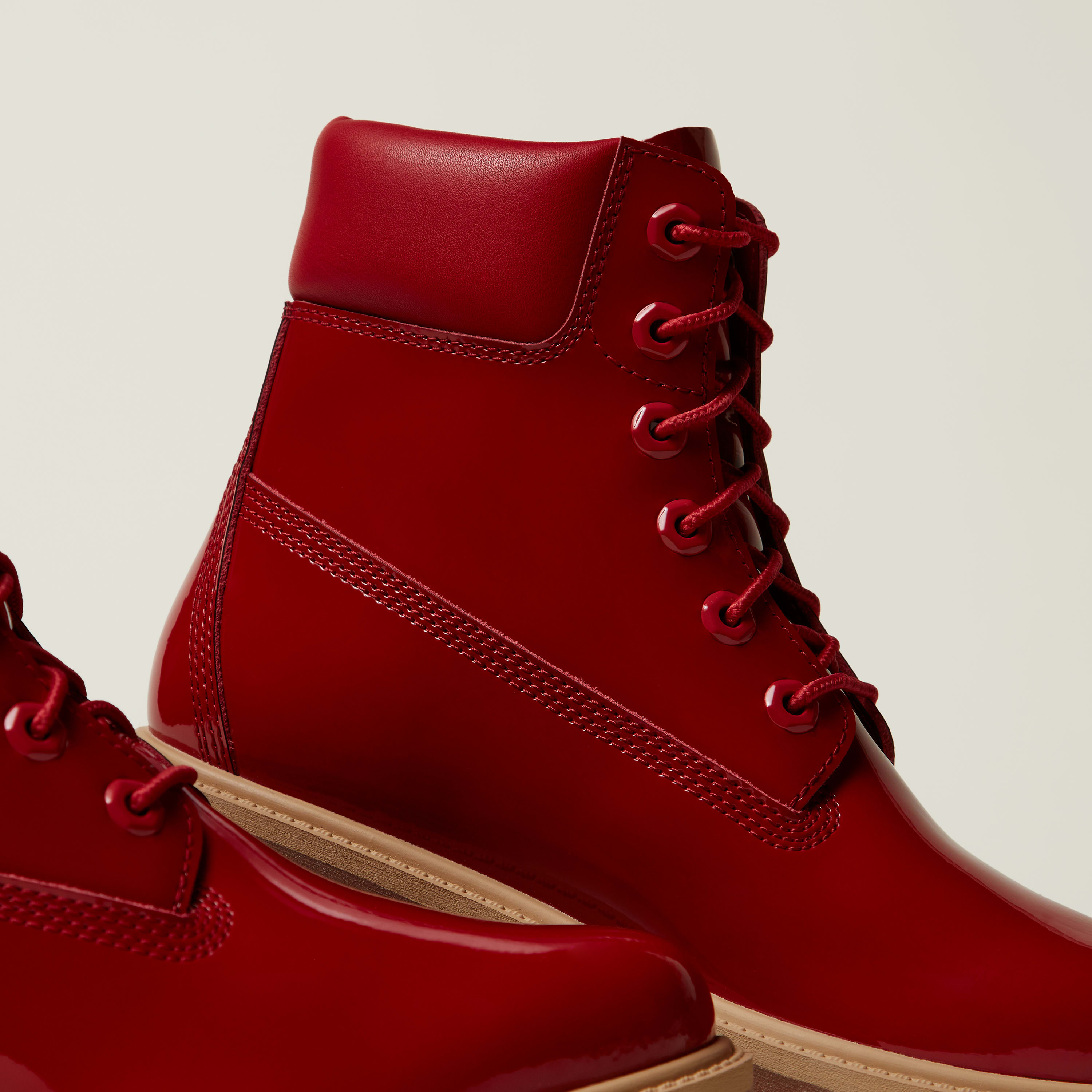 Timberland× 赤 レザー ブーツ パテント レザー プレミアム 6インチ ウォータープルーフ ブーツ