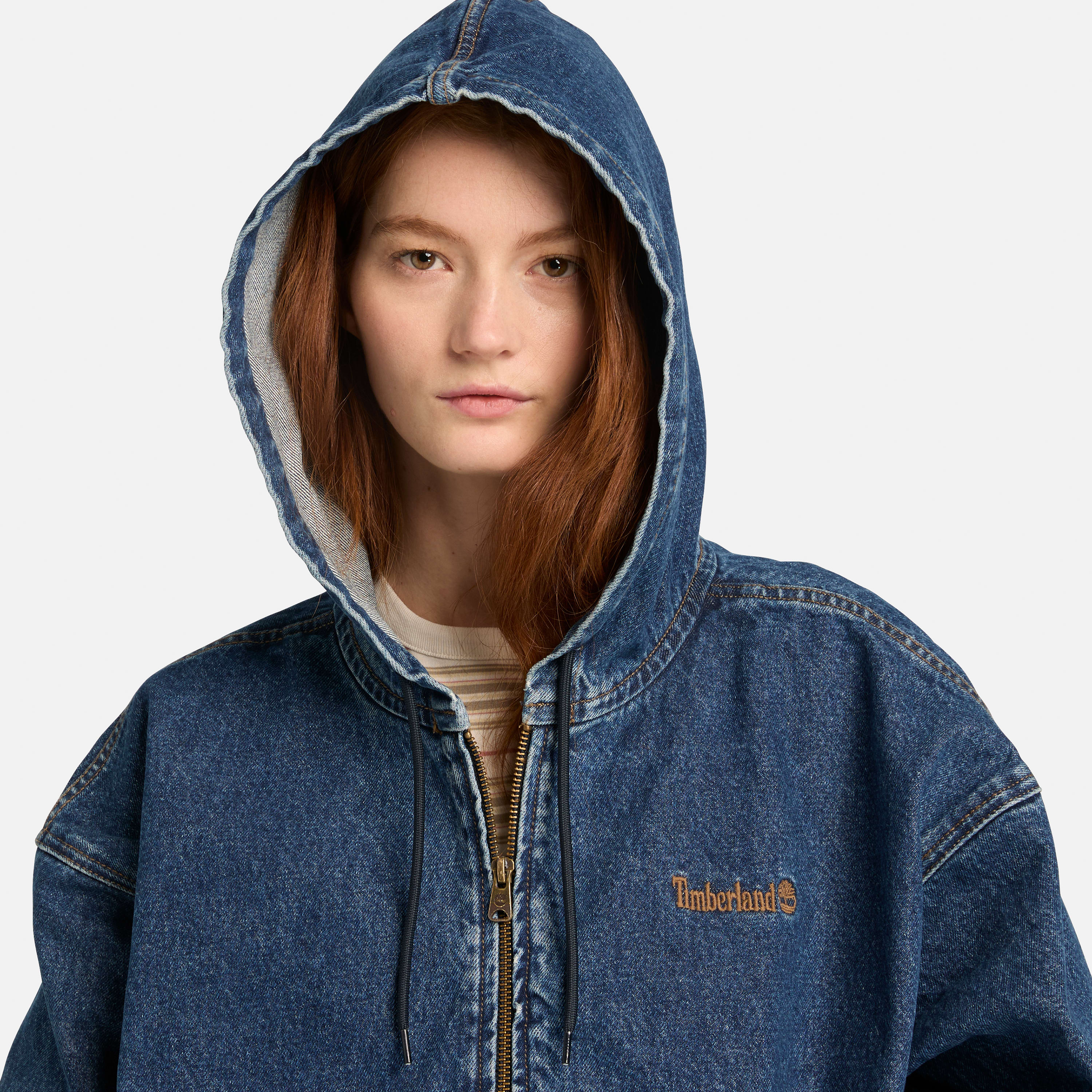 デニム フル ジップ フーデッド ボンバー ユニセックス ｜【Timberland