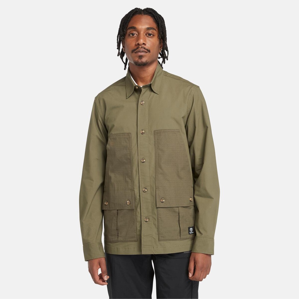 【美品】 プラージュ ユーティリティシャツ 近年モデル シャツ オーバーサイズ ユーティリティ ミックス メディア オーバーシャツ メンズ