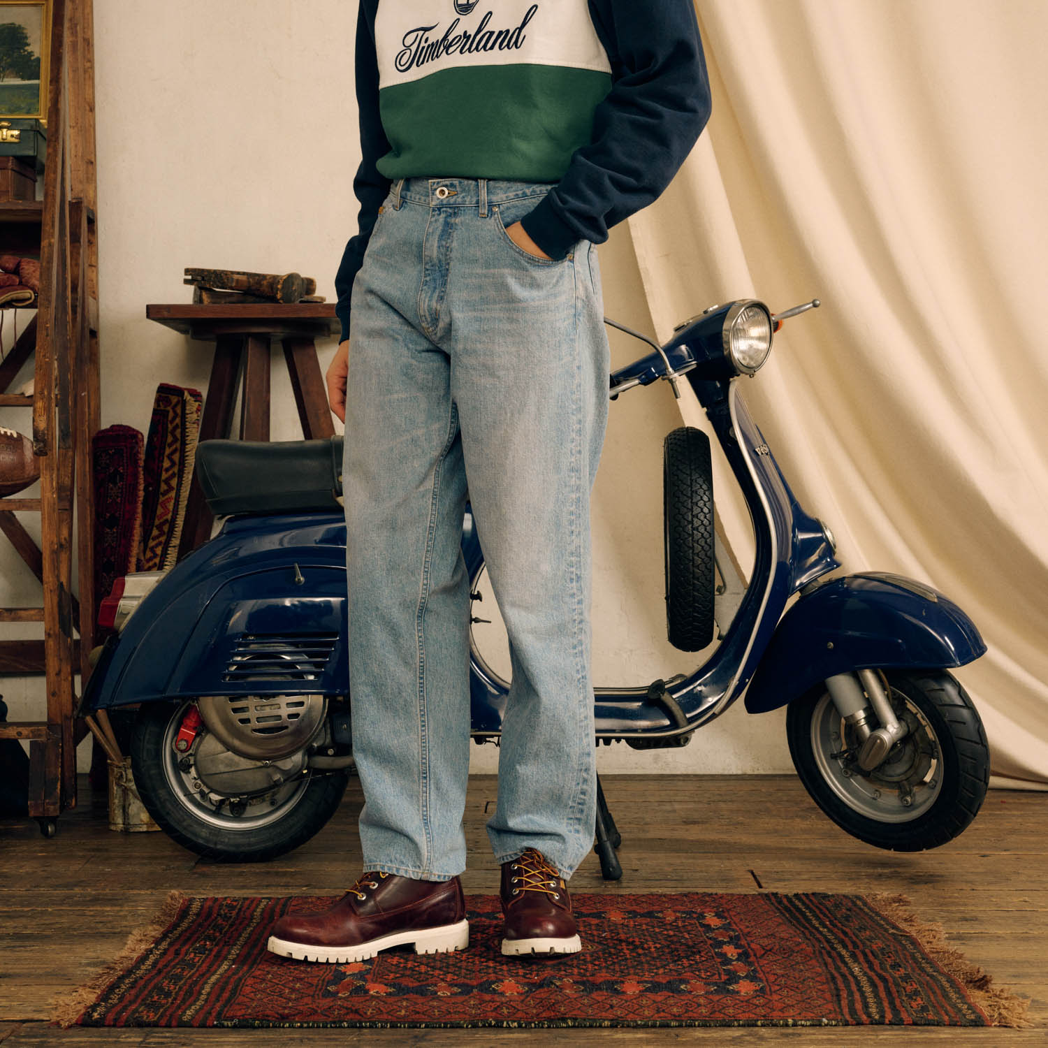 (古着)90s timberland ワイドブラックデニム パンツ ストリート 90s 725 originals ブラックデニムパンツ 00s 後染め