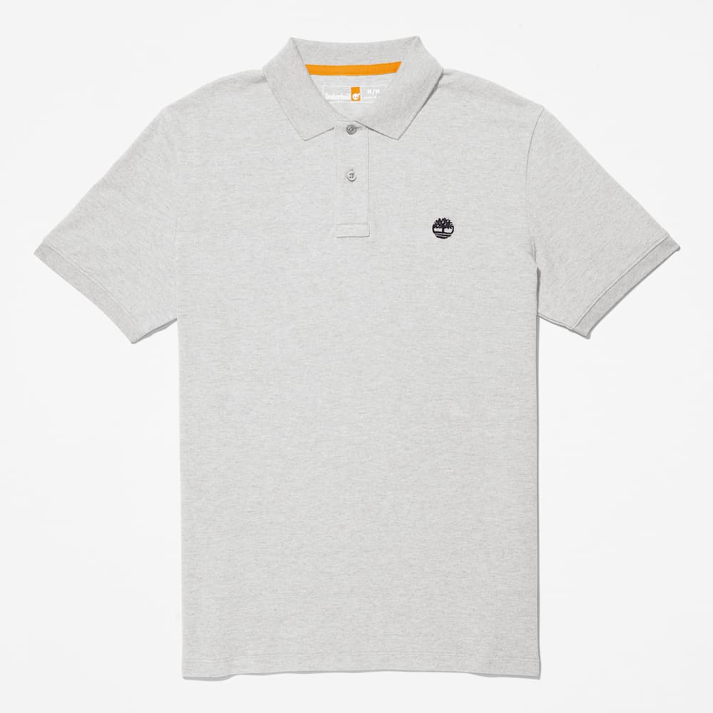 長袖ポロシャツ グレー ホワイト ロゴ ダブルボタンロングスリーブポロシャツ』（ポロシャツ）｜n'OrLABEL