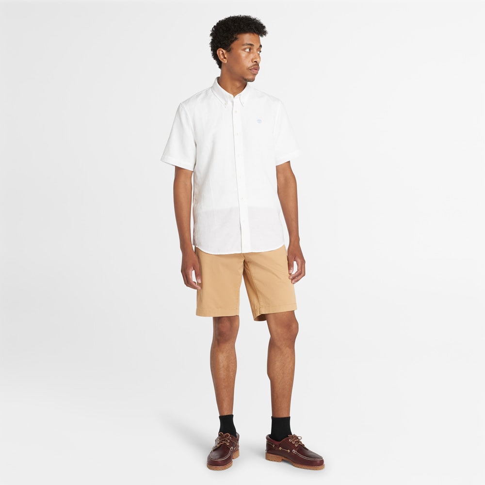 半袖 ラベル コットン リネン シャツ メンズ image number 1