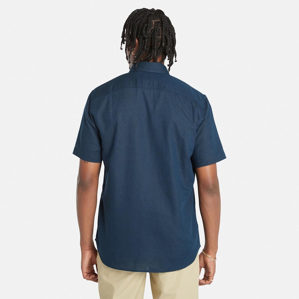 半袖 ラベル コットン リネン シャツ メンズ image number 2