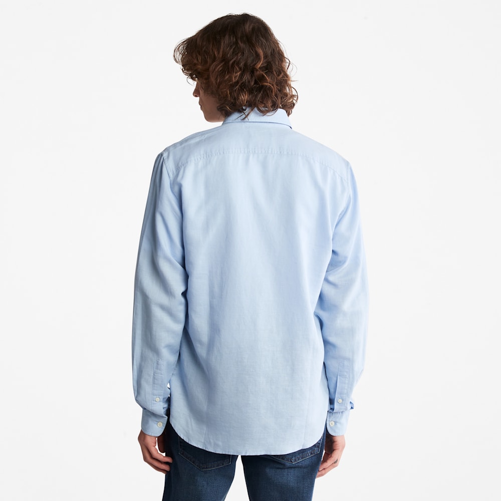 長袖 ラベル コットン リネン シャツ メンズ image number 1