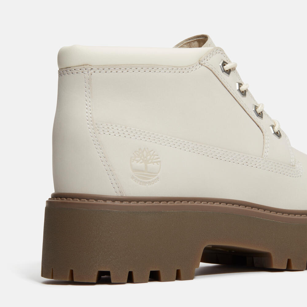 【新品完売モデルTimberland】29cmティンバーランド オフホワイトカラ ストーン ストリート ウォータープルーフ ミッド ブーツ レディース