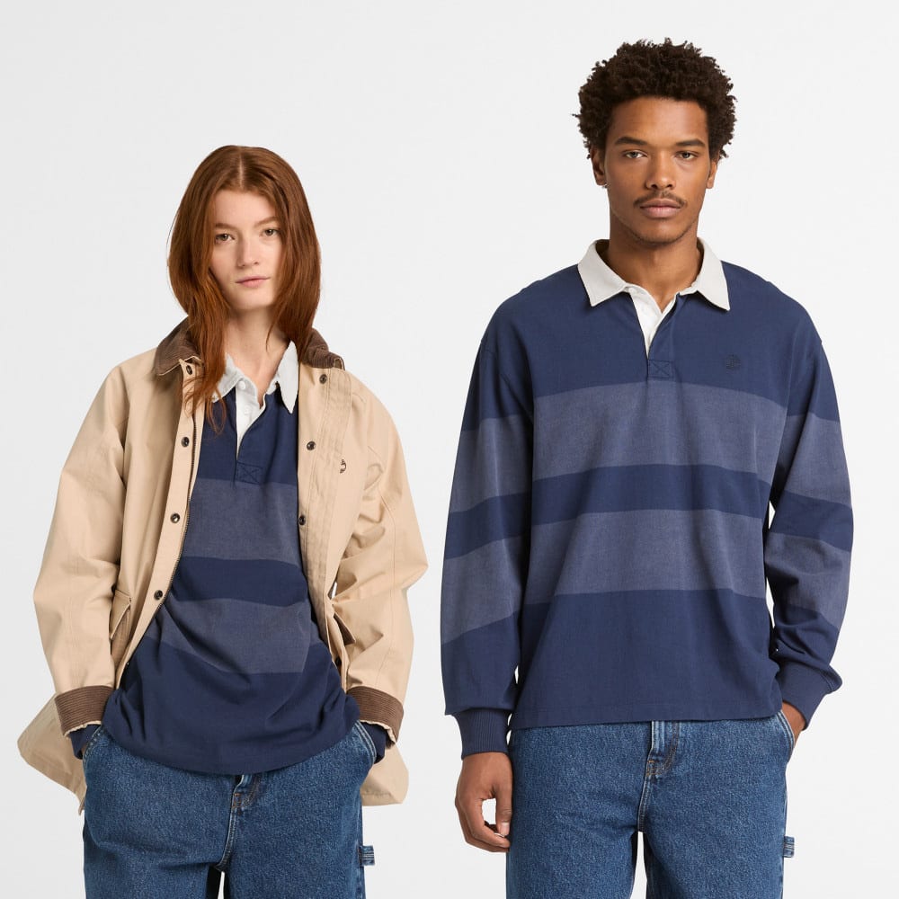 ストライプ ラグビー 長袖 ポロシャツ ユニセックス image number 1