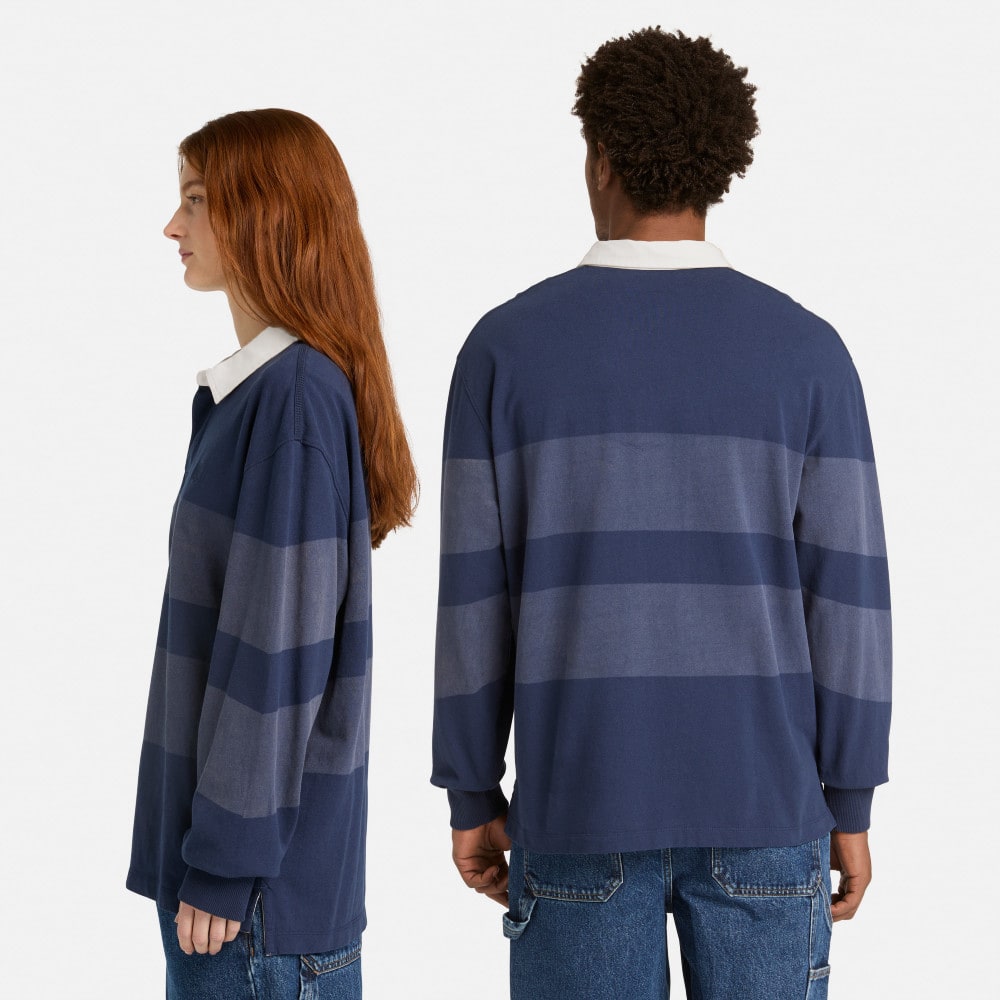 ストライプ ラグビー 長袖 ポロシャツ ユニセックス image number 2