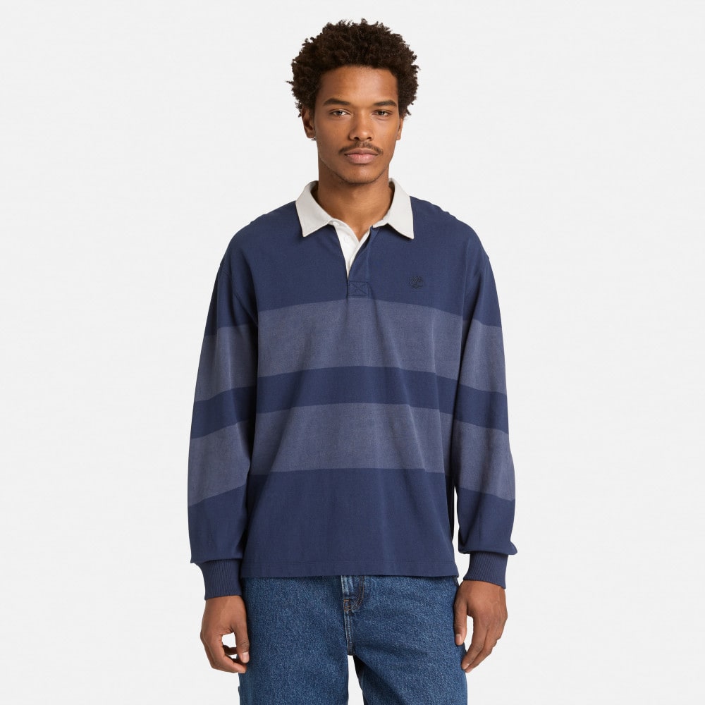ストライプ ラグビー 長袖 ポロシャツ ユニセックス image number 3