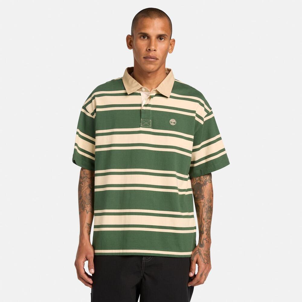 ストライプ ラグビー 半袖 ポロシャツ ユニセックス image number 1