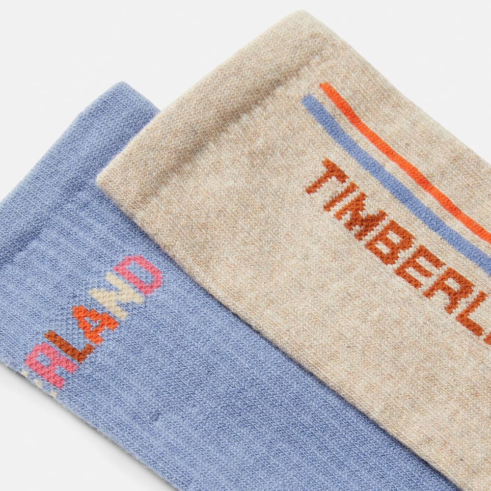 2ペア スローバック ストライプ ハイ クッション クルー ソックス レディース image number 1