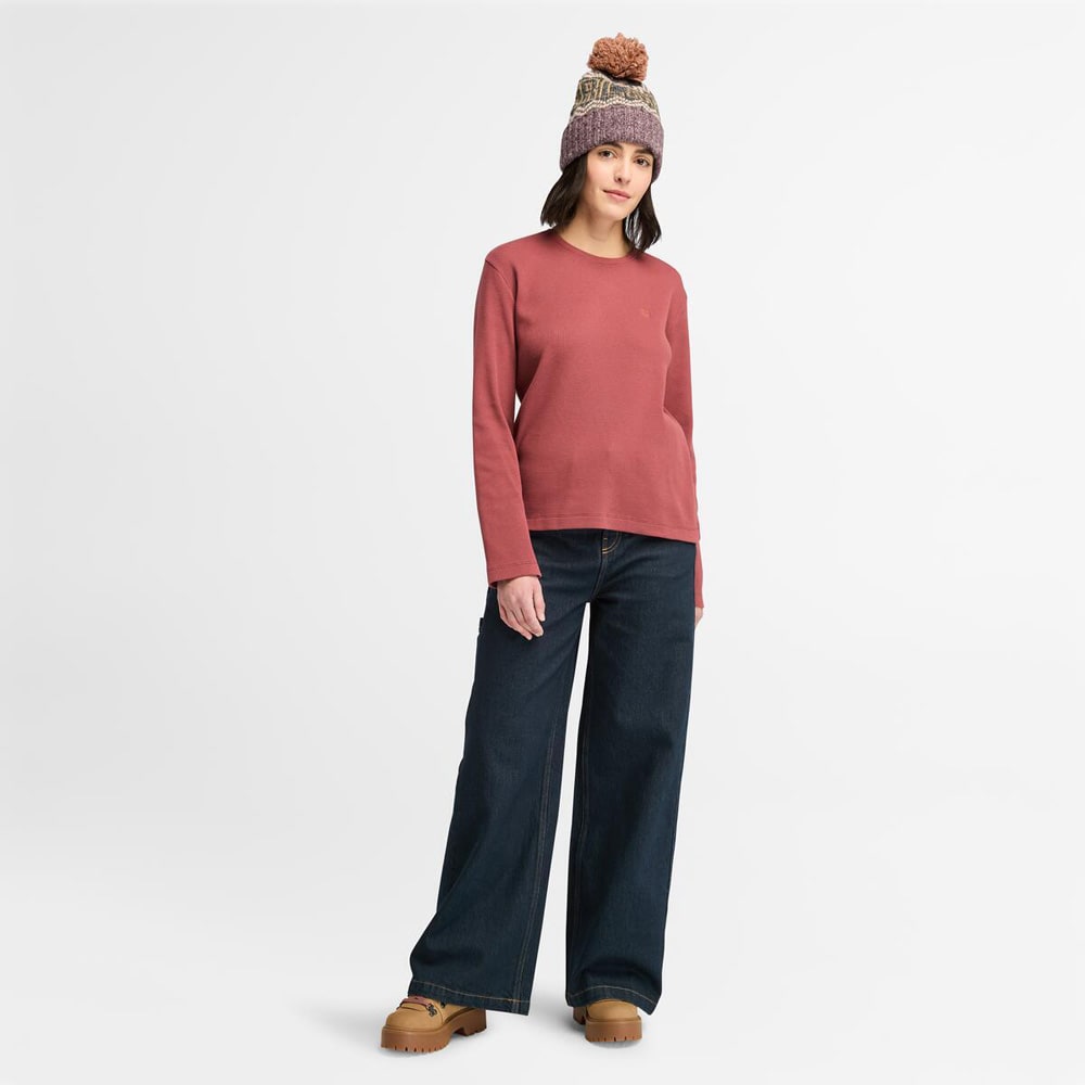 長袖 ワッフル Tシャツ レディース image number 1