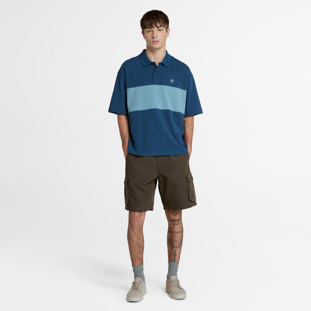 ブラックポロシャツ ミントアクセント ブラックポロシャツ ミントアクセント バイカラーブロック ミドル