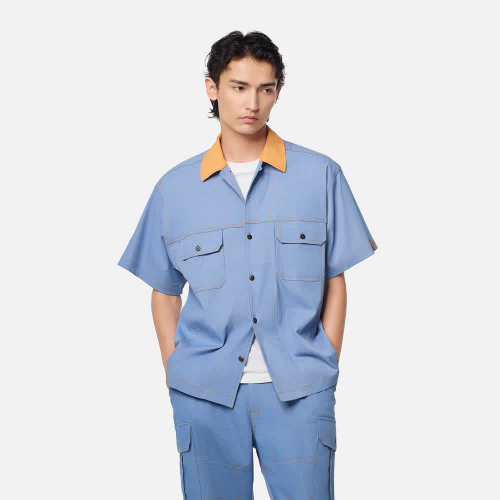 【TOKYO DESIGN COLLECTIVE】 半袖 ダンガリー シャツ ユニセックス image number 0