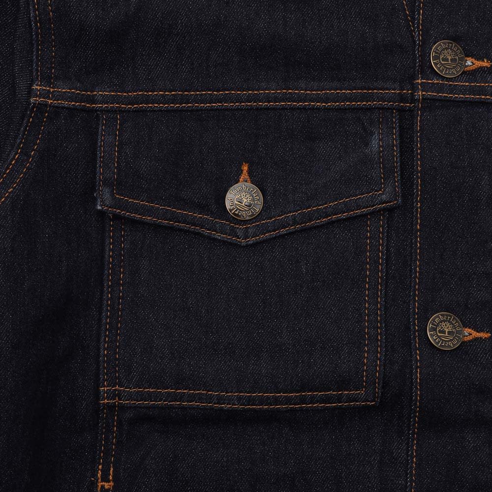 ティンバーランド★焦げ茶色系デニムシャツジャケットＭ★即決h MTimberland ティンバーランド 襟レザー 3rdタイプ デニム