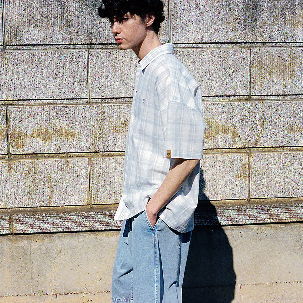 4月発売予定【TOKYO DESIGN COLLECTIVE】リネン ブレンド ヤーン ダイ プレイド 半袖 シャツ ユニセックス image number 2