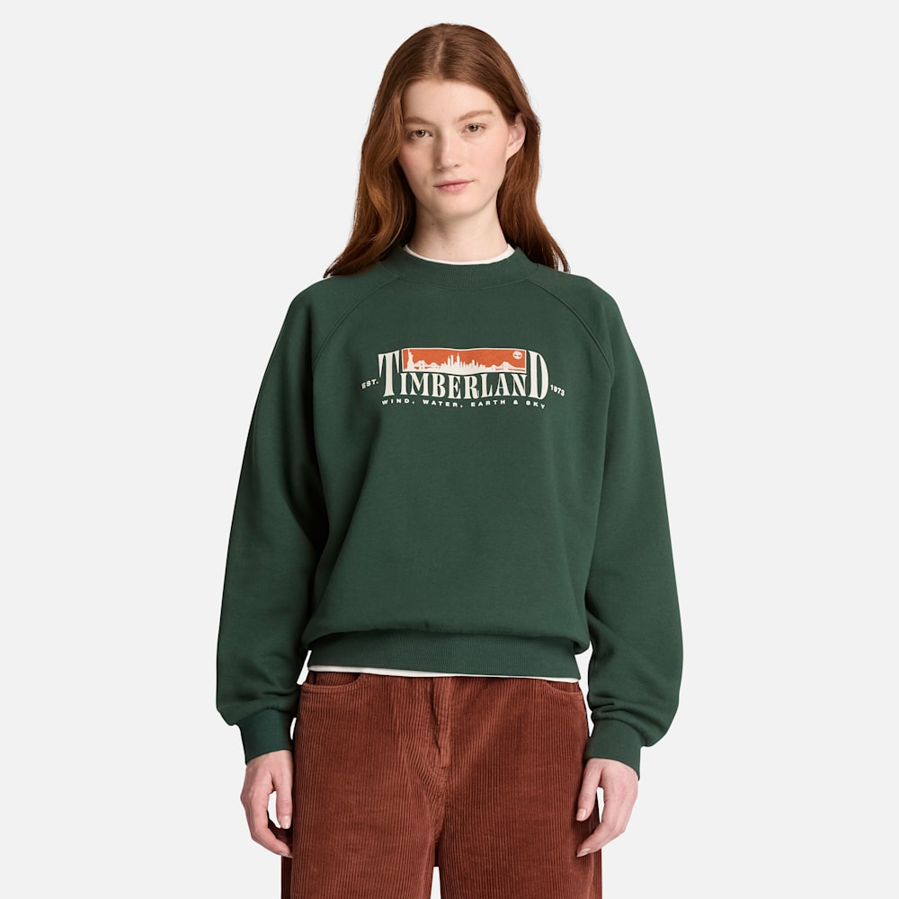 ブラッシュドバック グラフィック クルーネック スウェットシャツ レディース image number 1