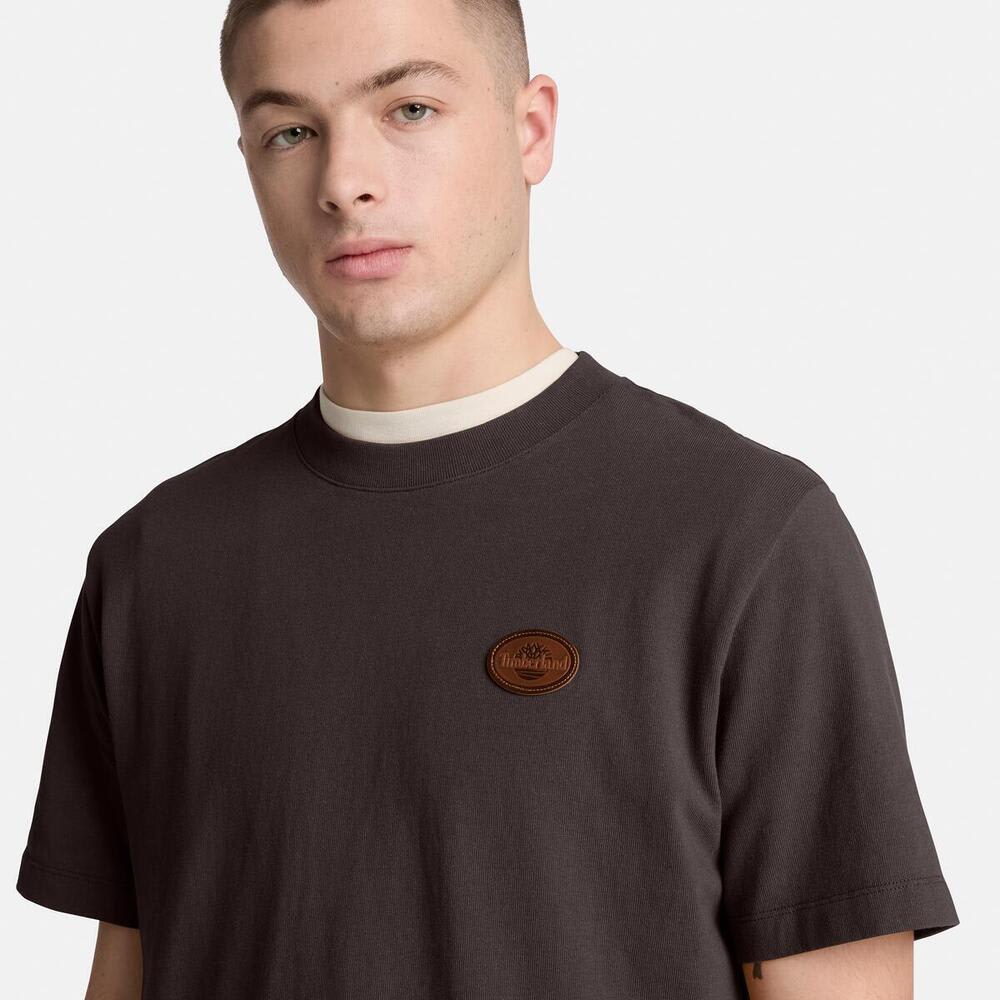 半袖レザー バッジ ヘビーウェイト  Tシャツ メンズ