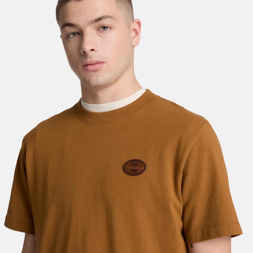 半袖レザー バッジ ヘビーウェイト  Tシャツ メンズ