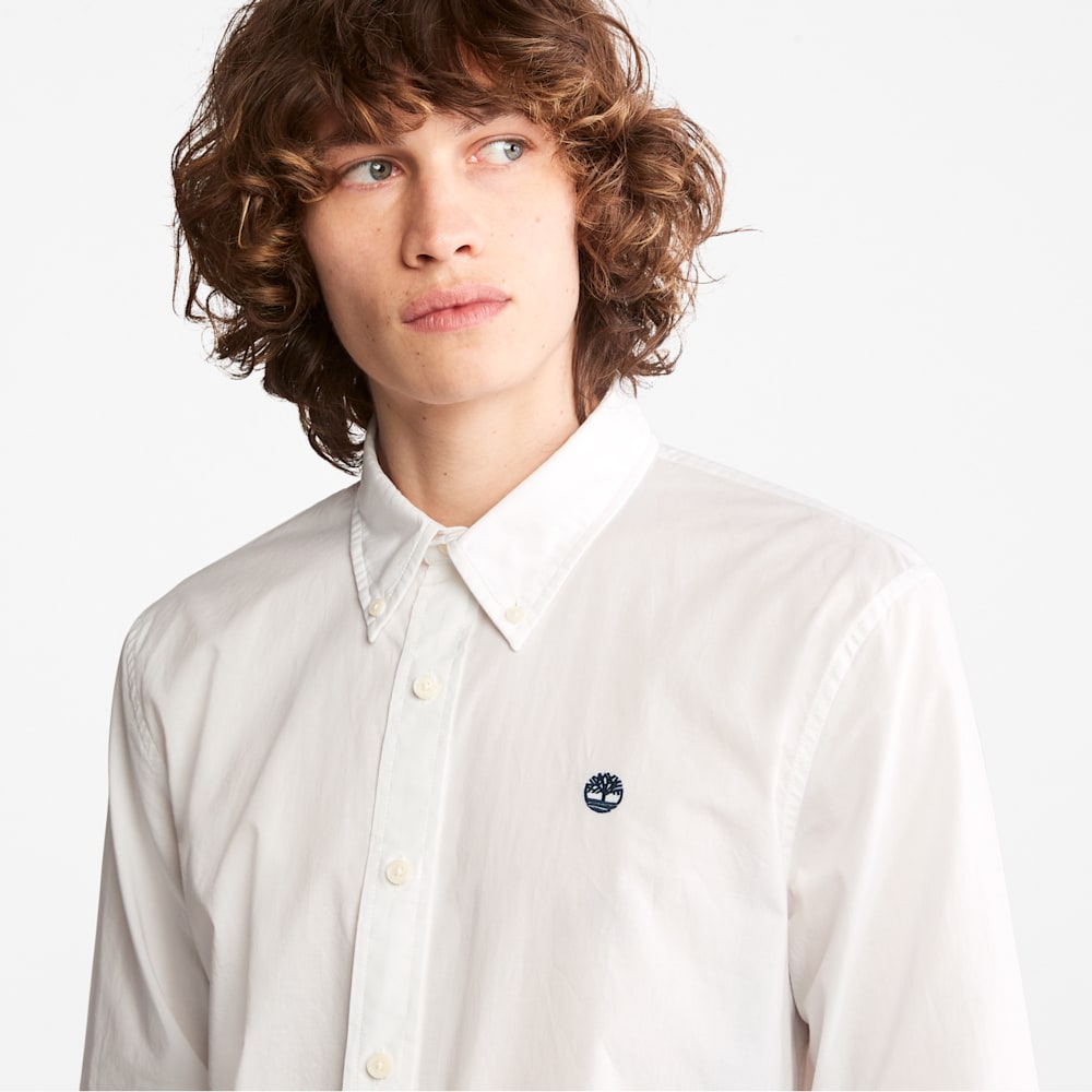 長袖 ウォッシュド ポプリン シャツ メンズ