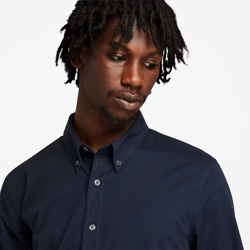 長袖 ウォッシュド ポプリン シャツ メンズ