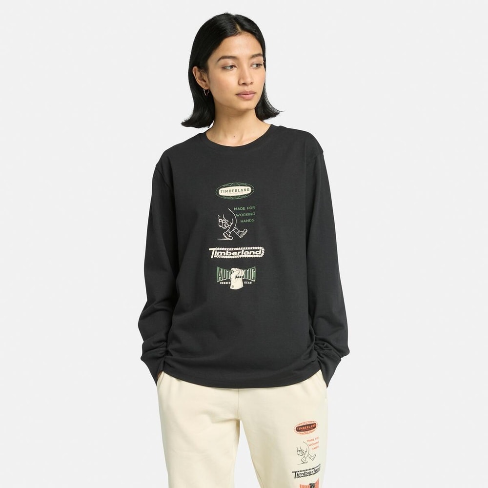 長袖 "Made For Working" グラフィック Tシャツ メンズ