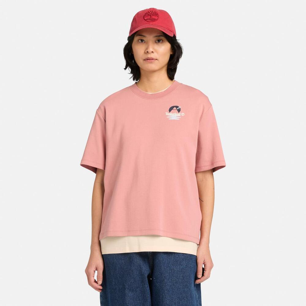 ティンバーフレッシュ フロント バック グラフィック 半袖 Tシャツ レディース