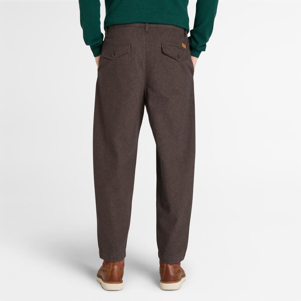 ヘリンボーン プリーツ チノ パンツ メンズ