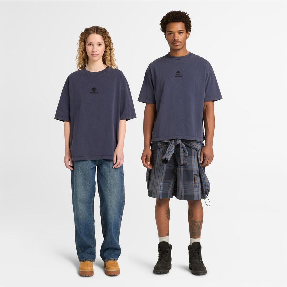 サンウォッシュド エンブロイダリー ロゴ 半袖 Tシャツ ユニセックス