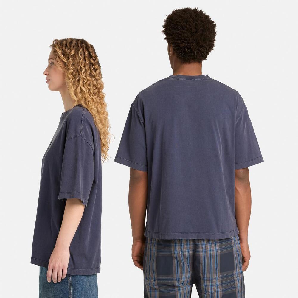 サンウォッシュド エンブロイダリー ロゴ 半袖 Tシャツ ユニセックス