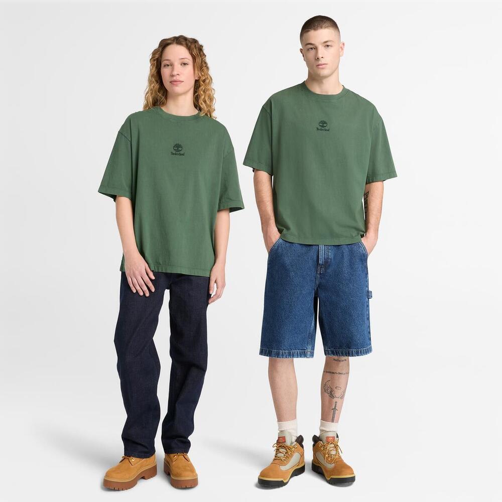 サンウォッシュド エンブロイダリー ロゴ 半袖 Tシャツ ユニセックス