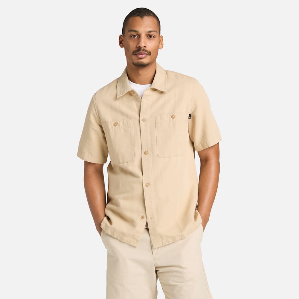 コットンリネン ユーティリティ 半袖 シャツ メンズ