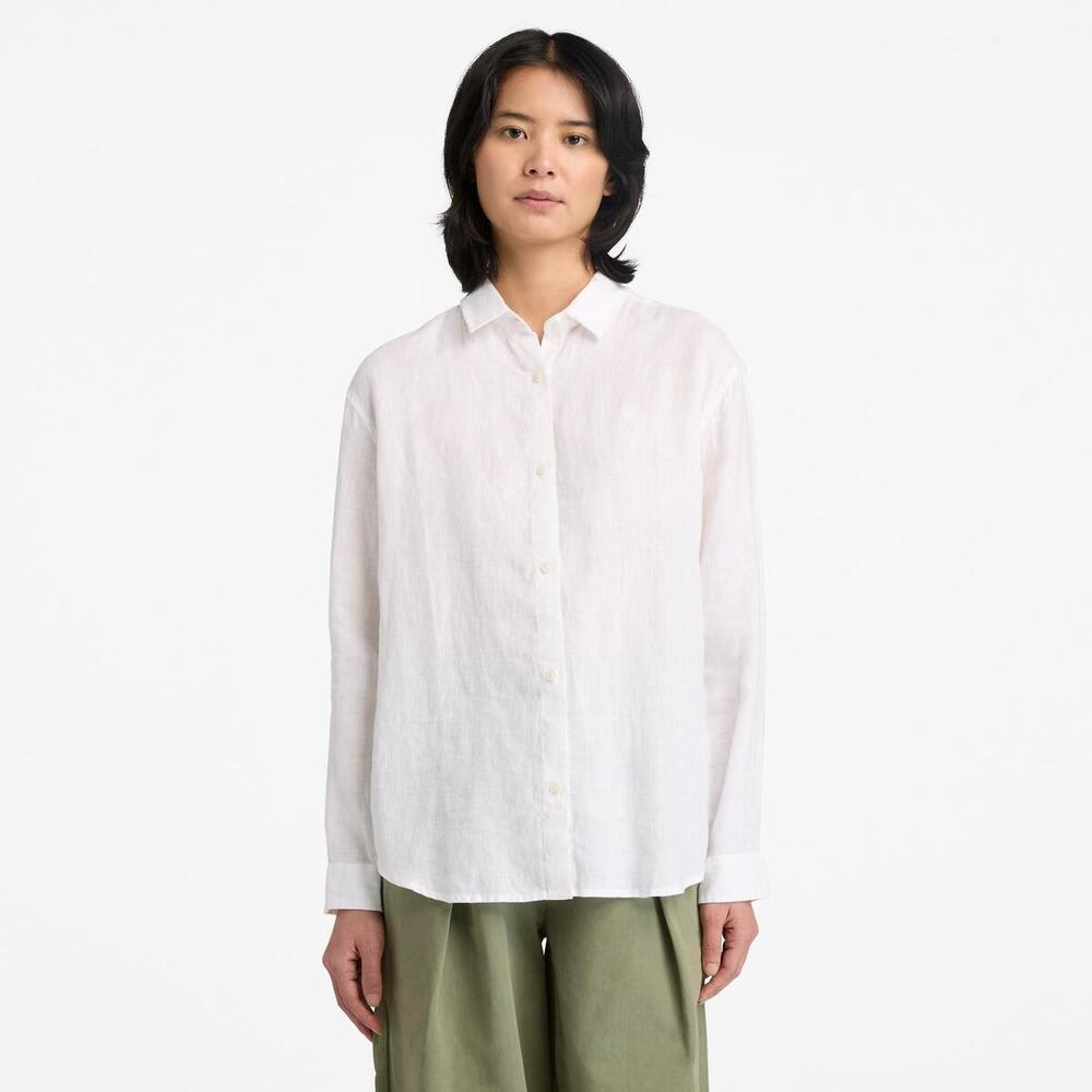 リネン 長袖 シャツ レディース