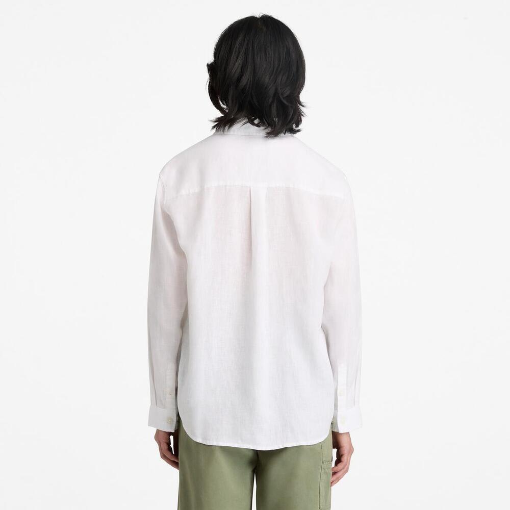 リネン 長袖 シャツ レディース