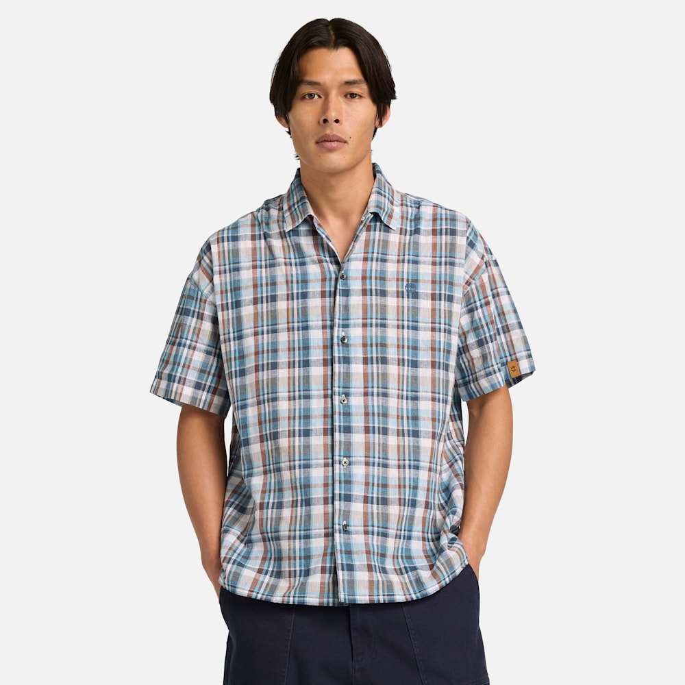 4月発売予定【TOKYO DESIGN COLLECTIVE】リネン ブレンド ヤーン ダイ プレイド 半袖 シャツ ユニセックス