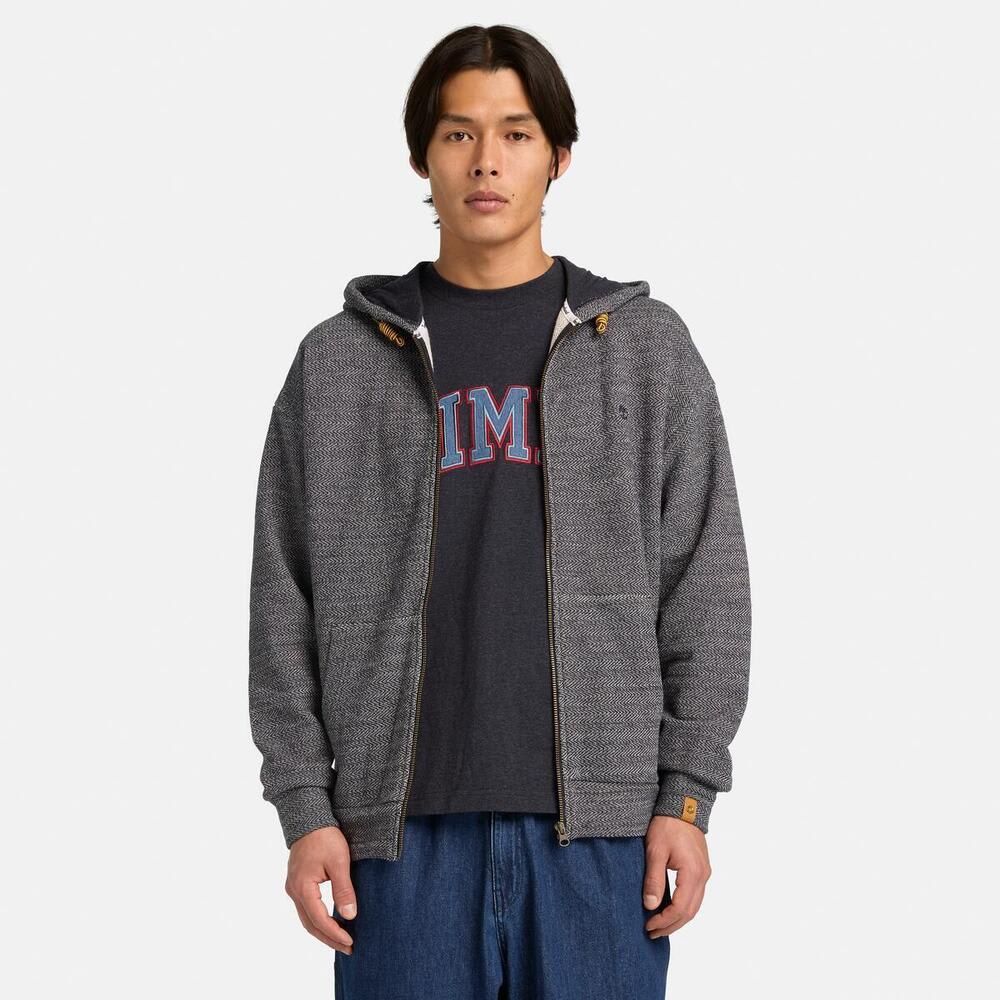 【TOKYO DESIGN COLLECTIVE】ヘリンボーン フルジップ スウェットシャツ ユニセックス