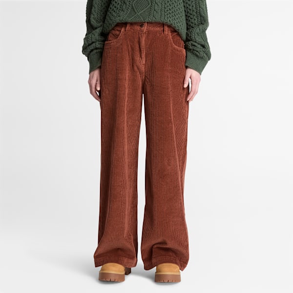 コーデュロイ ワイドレッグ パンツ レディース